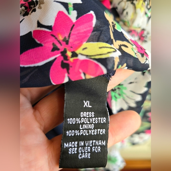 AB Studio XL Navy Blue Floral Sleeveless Midi Dress- Very Flattering! - Picture 6 of 7